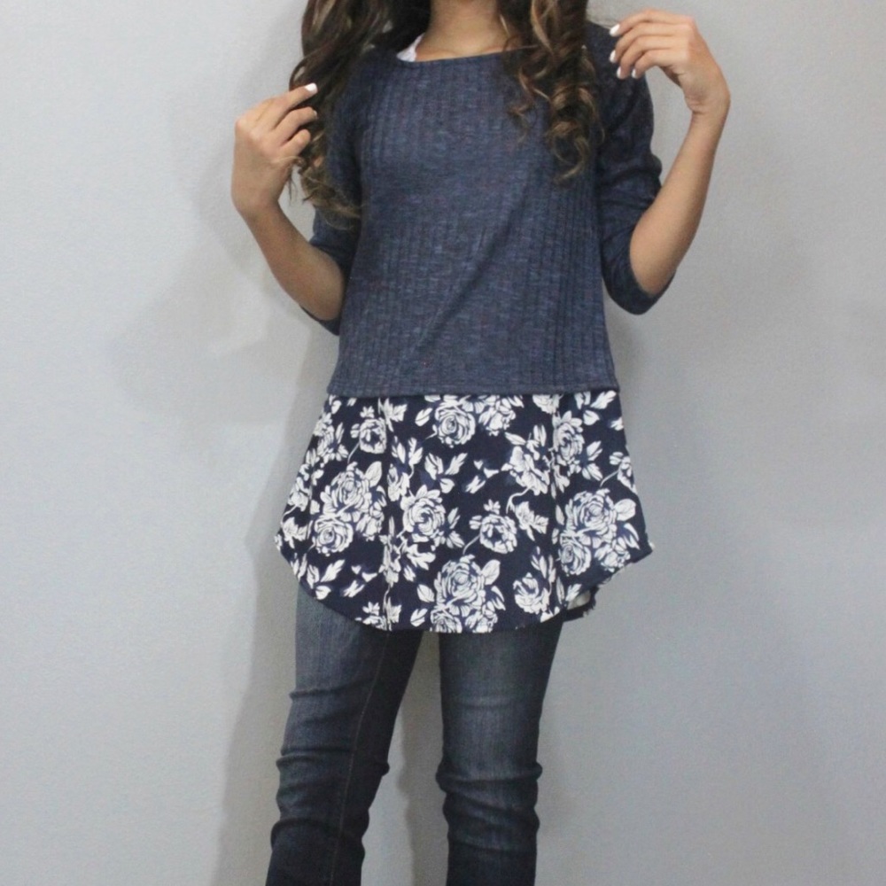 3/4 Sleeve Blue Top